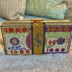 Sparkly rhinestone money evening clutch purse
